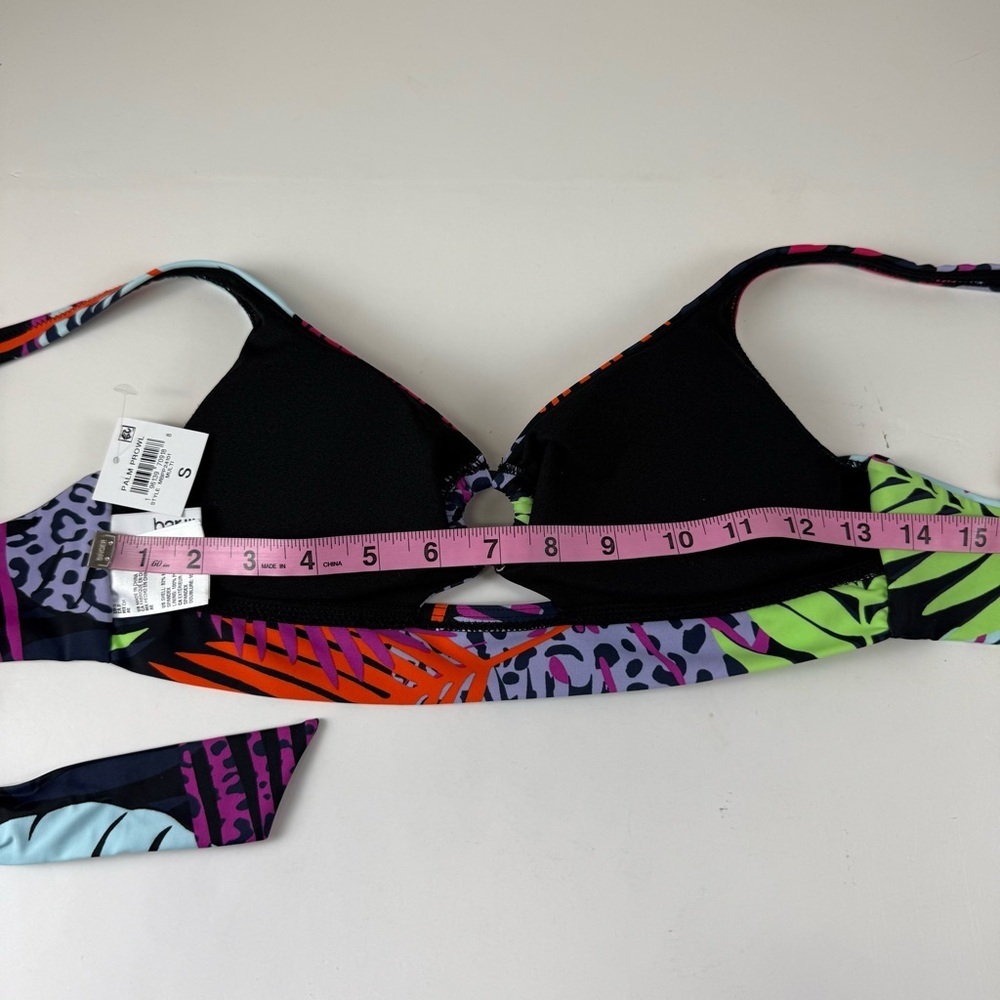 Bar iii Bikini Top Womens Size Small Black Multicolor Palm Prowl Foliage NWT - Picture 7 of 9